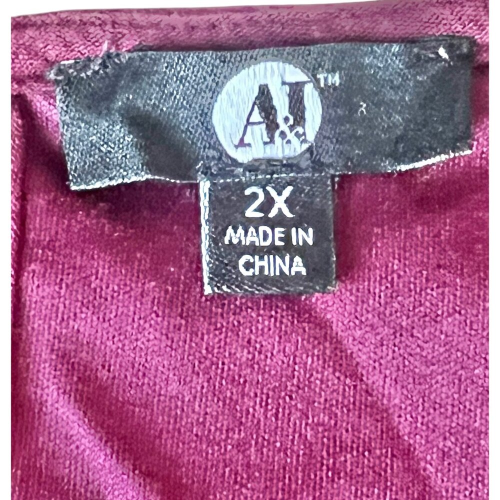 Womens 2X Maroon High/Low Dress By Ai  Diamond bodice Pattern Crinkle Fabric - Picture 15 of 16